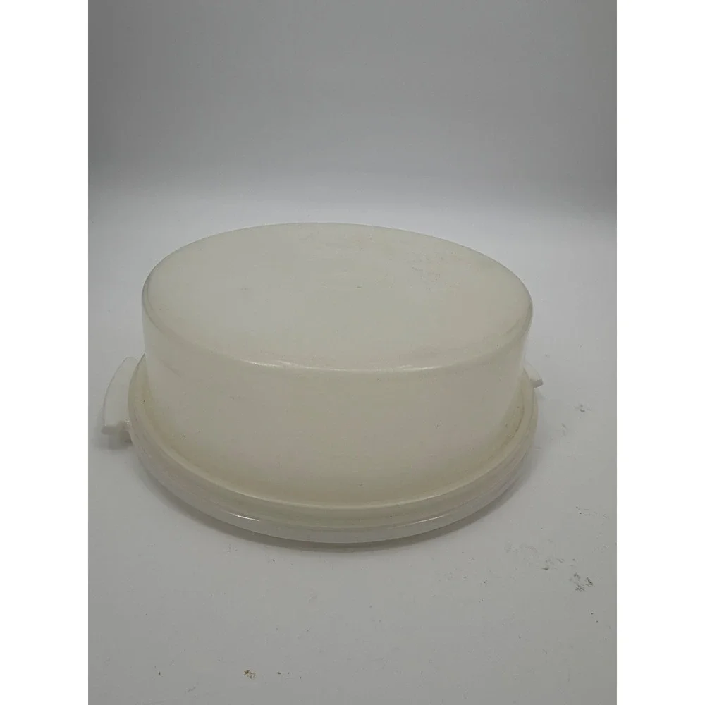 Tupperware Cake Taker Carrier Round Vintage White 719-1 720-1 Lid Base Set